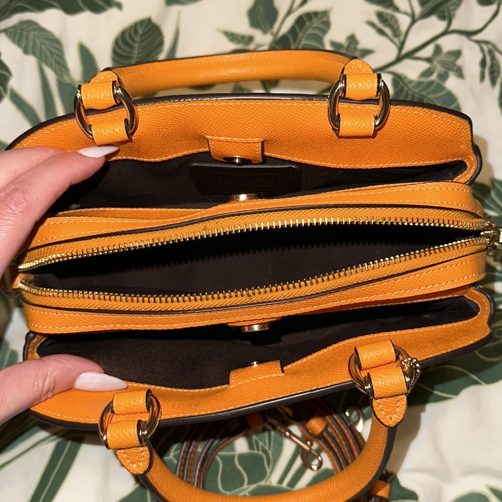 Used Orange Coach Mini Bag w/ Strap and Matching Wallet - Picture 10 of 16